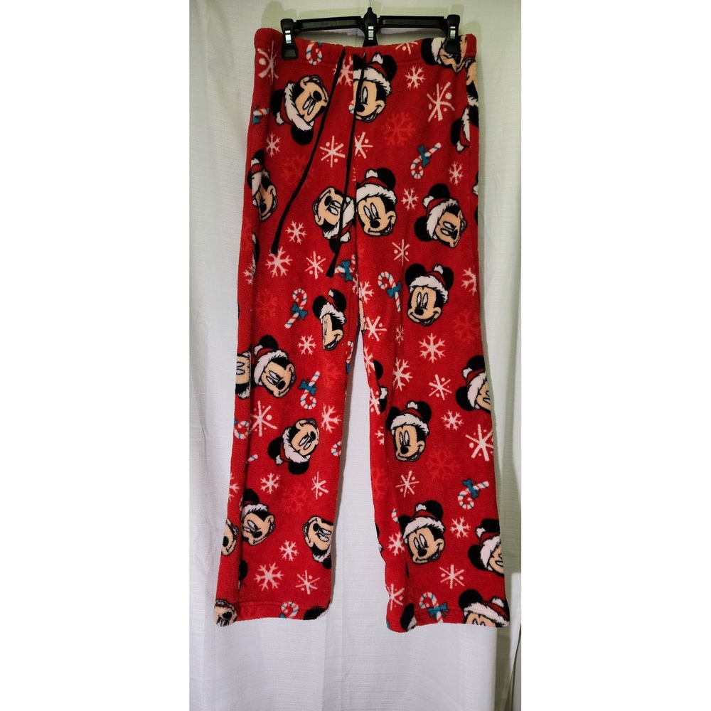 Disney Mickey Mouse Pajama Set Womens Size Medium (8-10) Red Christmas Pjs - Picture 2 of 7